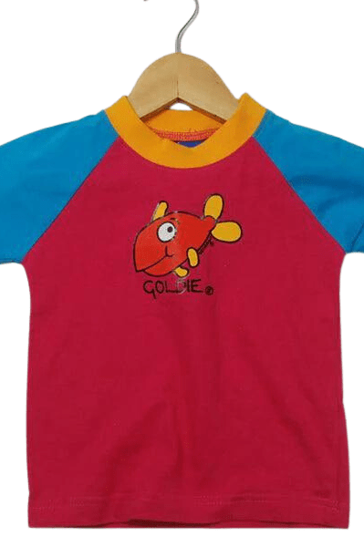 Ozi Varmints Contrast 100% Cotton T-Shirt Pink/Aqua/Sun - Goldie.