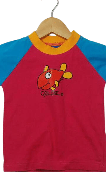 Ozi Varmints Contrast 100% Cotton T-Shirt Pink/Aqua/Sun - Goldie.