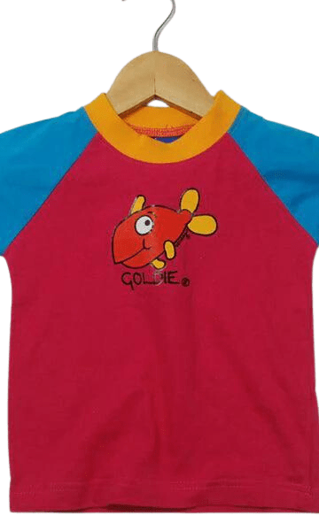 Ozi Varmints Contrast 100% Cotton T-Shirt Pink/Aqua/Sun - Goldie.