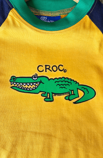 Ozi Varmints Contrast 100% Cotton T-Shirt Sun/Navy/Emerald - Croc.