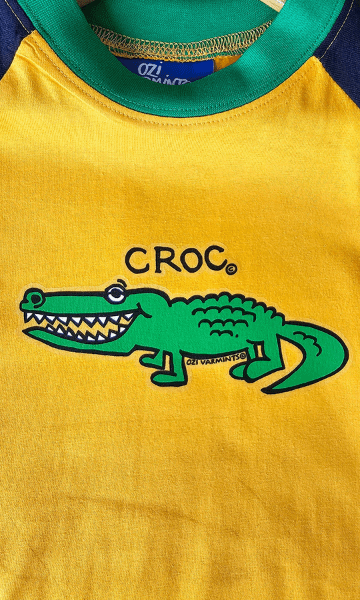 Ozi Varmints Contrast 100% Cotton T-Shirt Sun/Navy/Emerald - Croc.