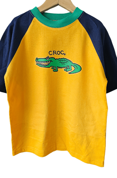 Ozi Varmints Contrast 100% Cotton T-Shirt Sun/Navy/Emerald - Croc.