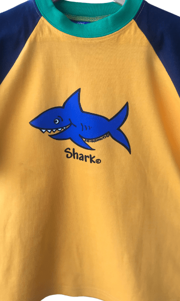 Ozi Varmints Contrast 100% Cotton T-Shirt Sun/Navy/Emerald - Shark.