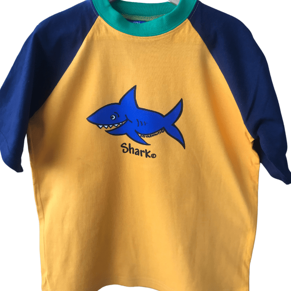 Ozi Varmints Contrast 100% Cotton T-Shirt Sun/Navy/Emerald - Shark.