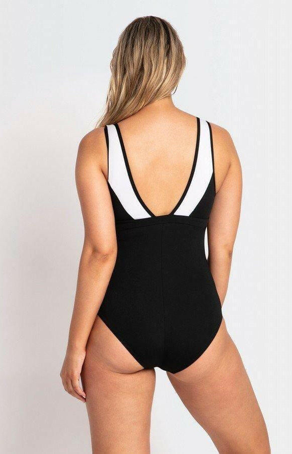 Pool Proof Scoop Ruched Mastectomy One Piece Black.
