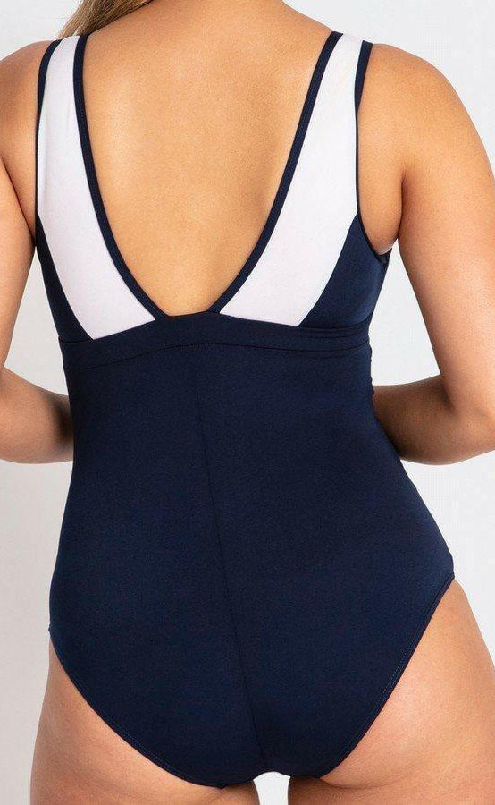 Pool Proof Scoop Ruched Mastectomy One Piece Navy.