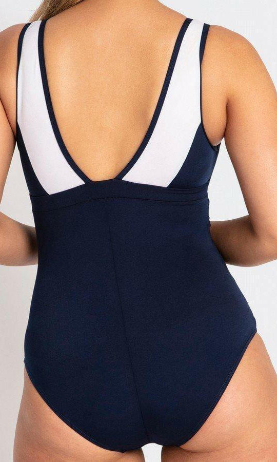 Pool Proof Scoop Ruched Mastectomy One Piece Navy.