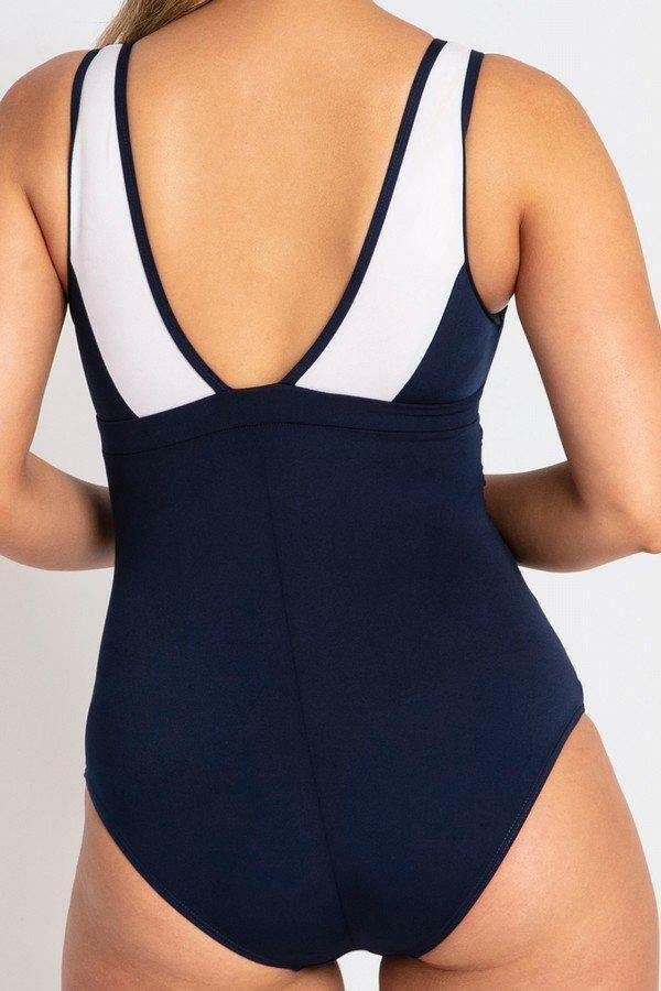 Pool Proof Scoop Ruched Mastectomy One Piece Navy.