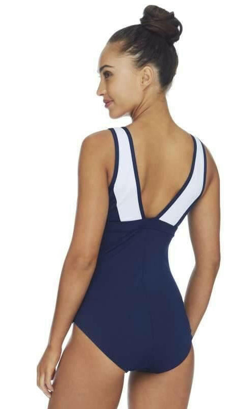 Pool Proof Scoop Ruched Mastectomy One Piece Navy.