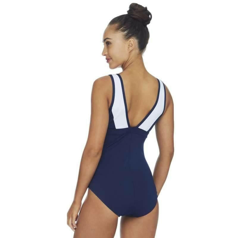 Pool Proof Scoop Ruched Mastectomy One Piece Navy.