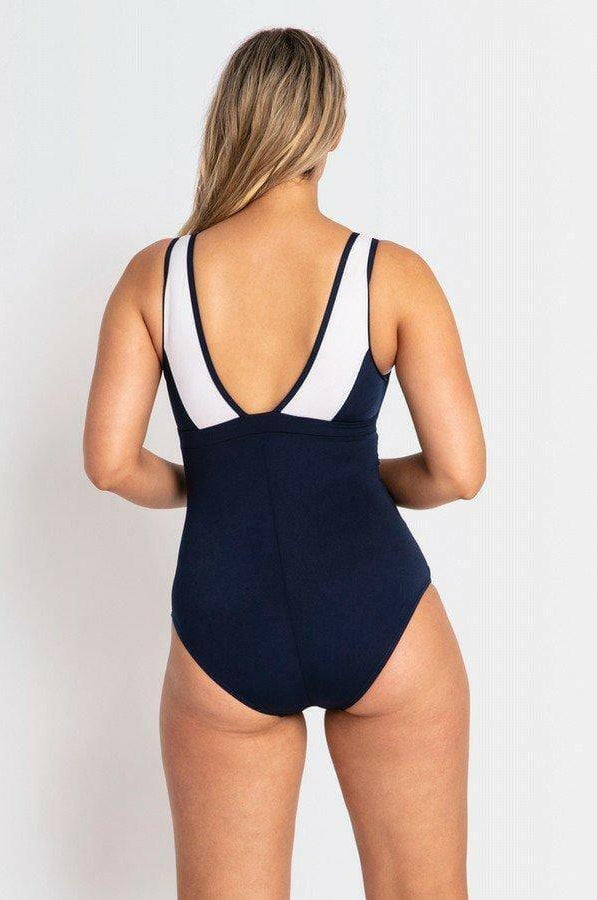 Pool Proof Scoop Ruched Mastectomy One Piece Navy.