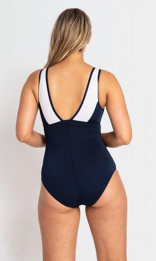 Pool Proof Scoop Ruched Mastectomy One Piece Navy.