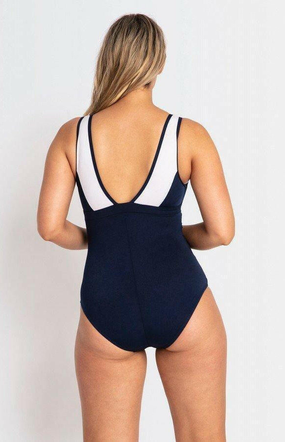 Pool Proof Scoop Ruched Mastectomy One Piece Navy.