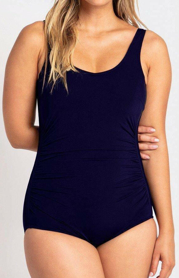 Pool Proof Pin Tuck Mastectomy 1Pc Navy.