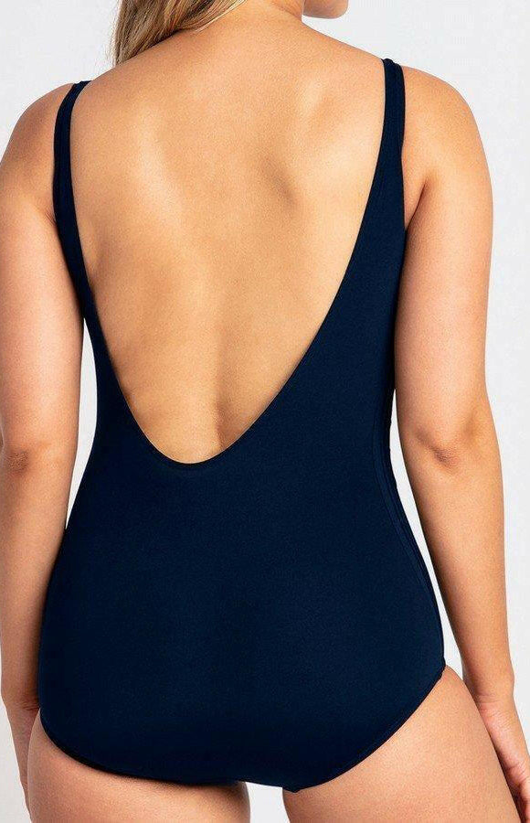 Pool Proof Pin Tuck Mastectomy 1Pc Navy.