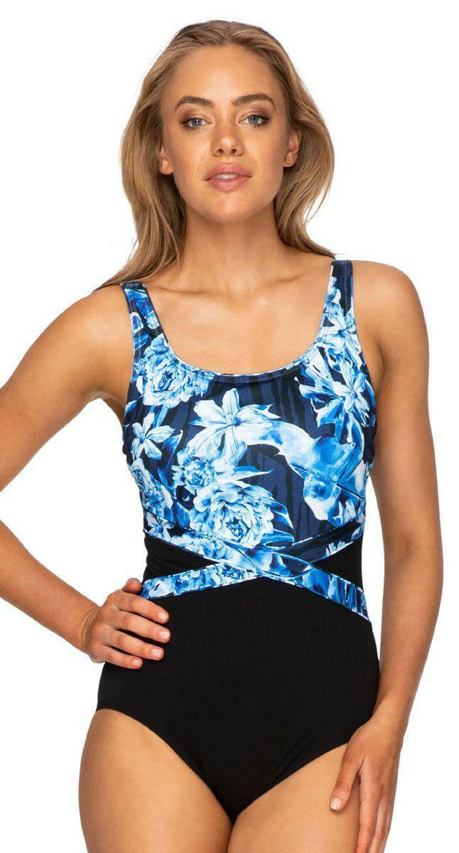 Poolproof PO60877MAS Palm Zebra Top One Piece Swimsuit.