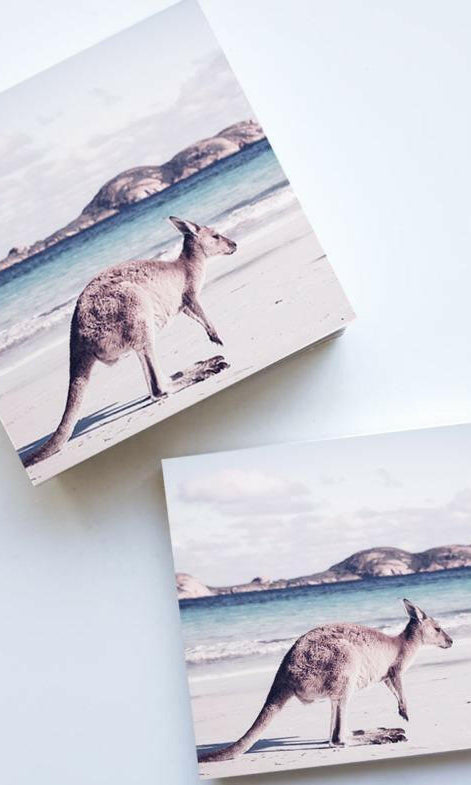 RO39 Rayell Ceramic Coaster Set of 4 Beach Kangaroo.