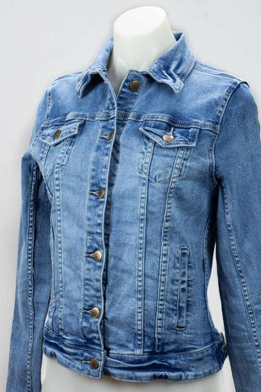 Denim Jacket Stretch Cropped -Refuge.