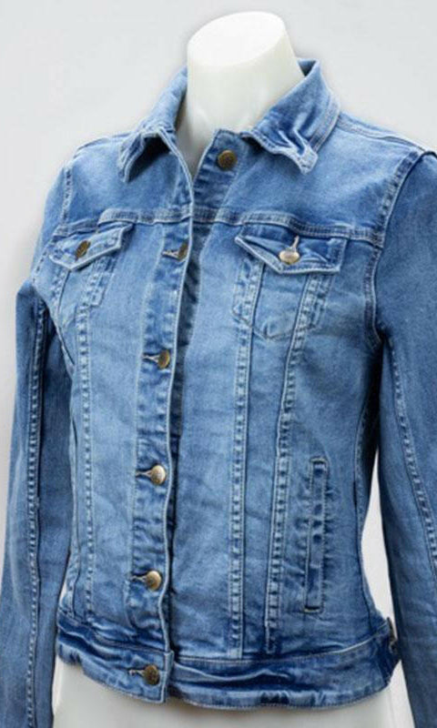 Denim Jacket Stretch Cropped -Refuge.