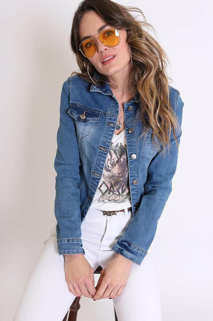 Denim Jacket Stretch Cropped -Refuge.