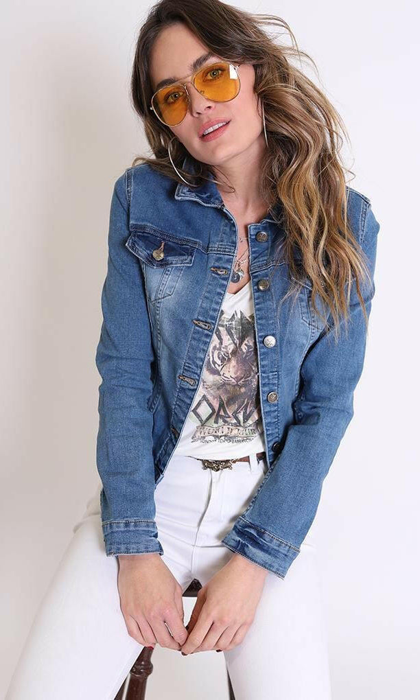 Denim Jacket Stretch Cropped -Refuge.