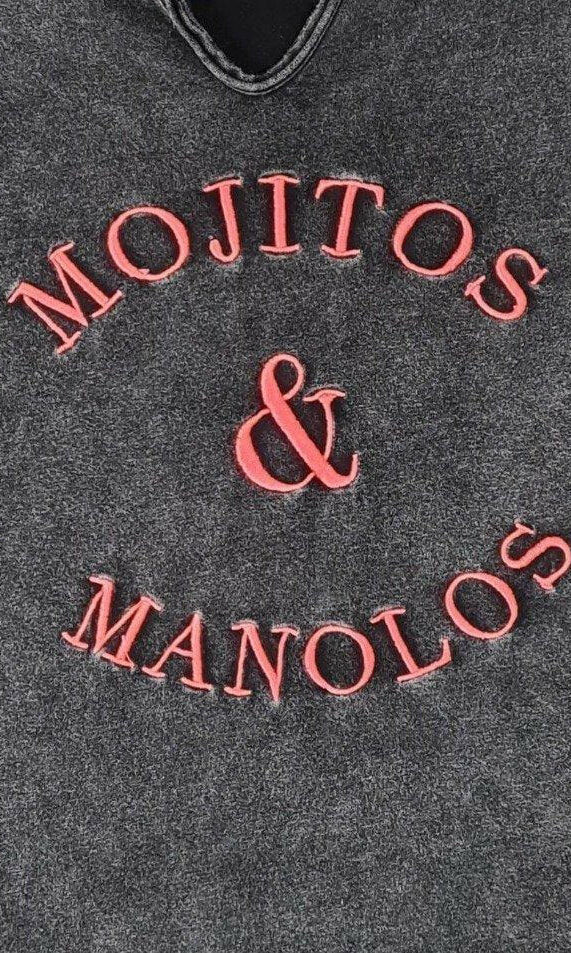 Mojitos & Manolos Charcoal V Neck T-Shirt Refuge Denim.