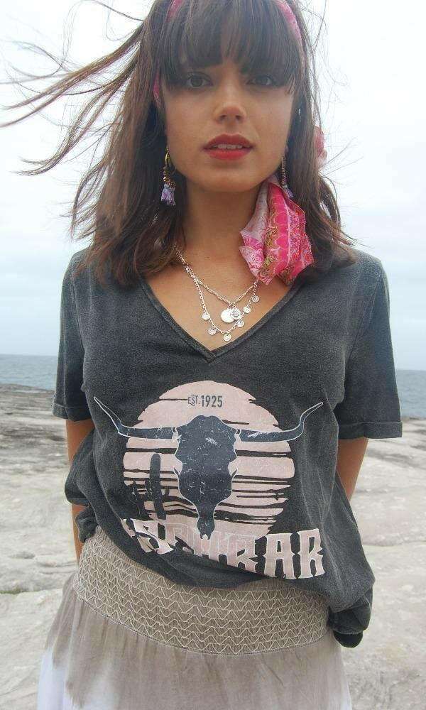 Refuge Denim T-Shirt LP823 V Neck Stretch Short Sleeve.