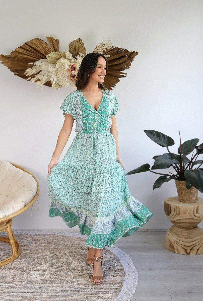 Salty Bright S0085-129 Peppermint Maxi Dress Rayon.