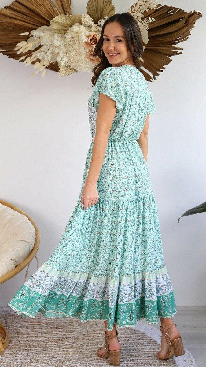 Salty Bright S0085-129 Peppermint Maxi Dress Rayon.