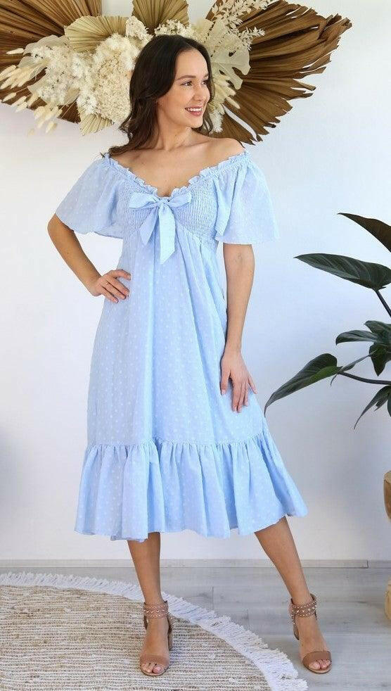 Salty Bright S0625 Cornflour Blue Cotton Long Dress.