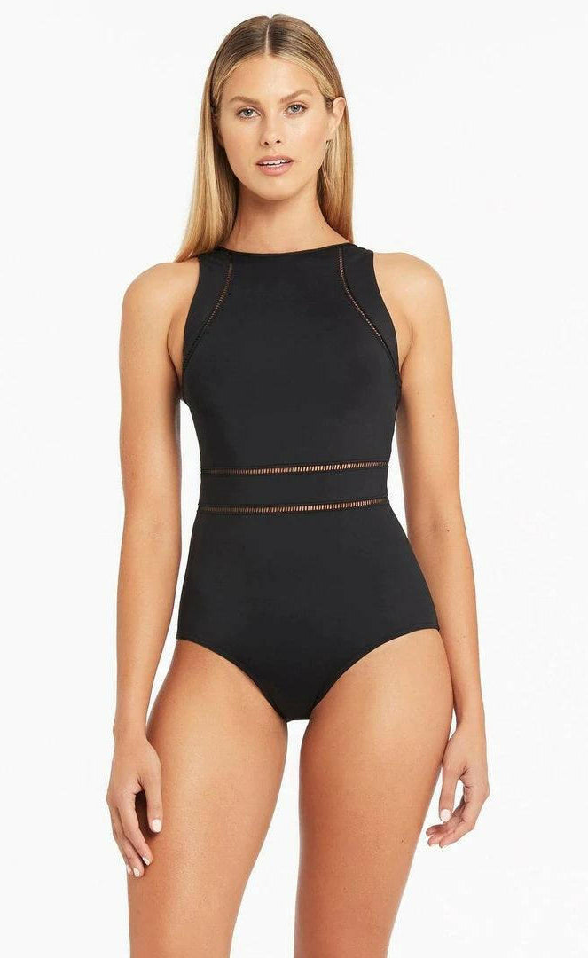 Sea Level SL1484ECO Essentials High Neck Multi Fit One Piece - Black.