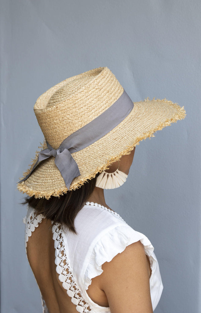 SH328 Elizabeth Boater Hat - Grey Ribbon Hats Sundaise ozresort