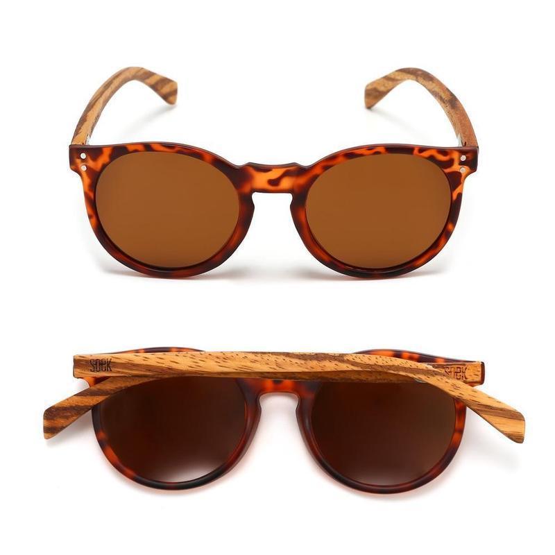 SOEK NOOSA - Tortoise Sustainable Polarized Sunglasses with Walnut Wooden Arms - Adult Sunglasses Soek 