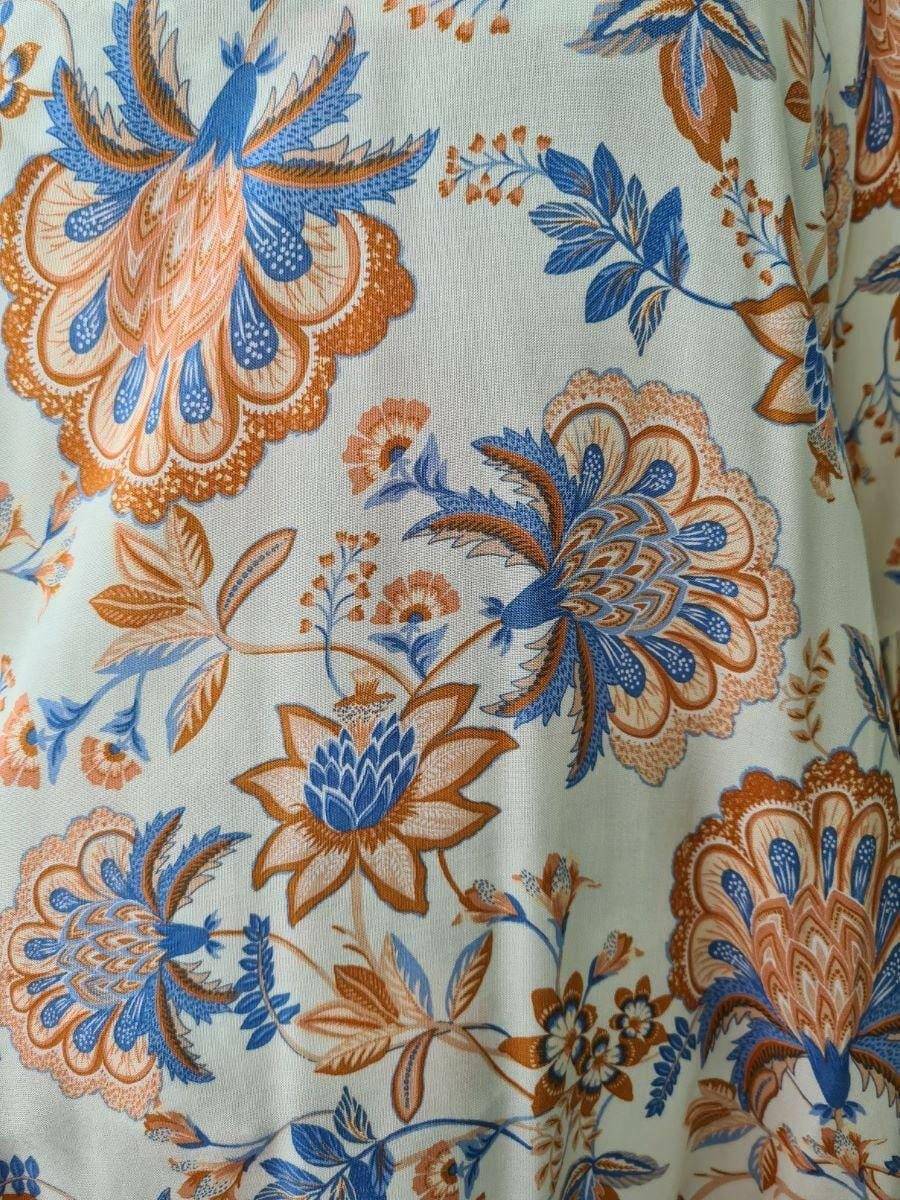 Style Fashion Blue Floral Dress Kaftan.