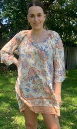 Style Fashion Blue Floral Dress Kaftan.