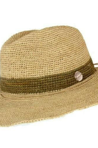 Sundaise SH342 Courtney Cowboy Olive Stripe Raffia Hat.