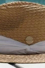 Sundaise SH398 Gaby Panama Plait Hat White Trim.