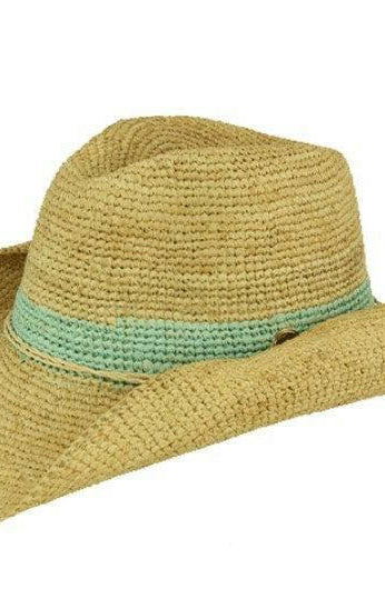 Sundaise SH404 Celeste Cowboy Raffia Hat Mint.