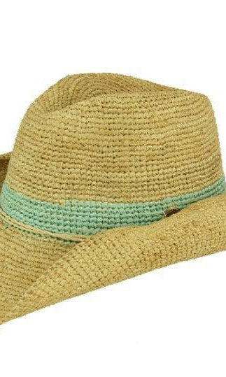 Sundaise SH404 Celeste Cowboy Raffia Hat Mint.