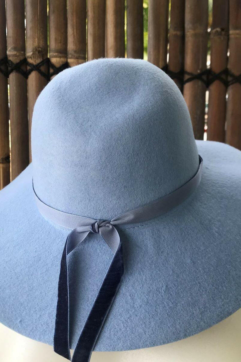 Sundaise SWH50 Rose Soft Edge Wool Felt Panama Hat - Cornflower.