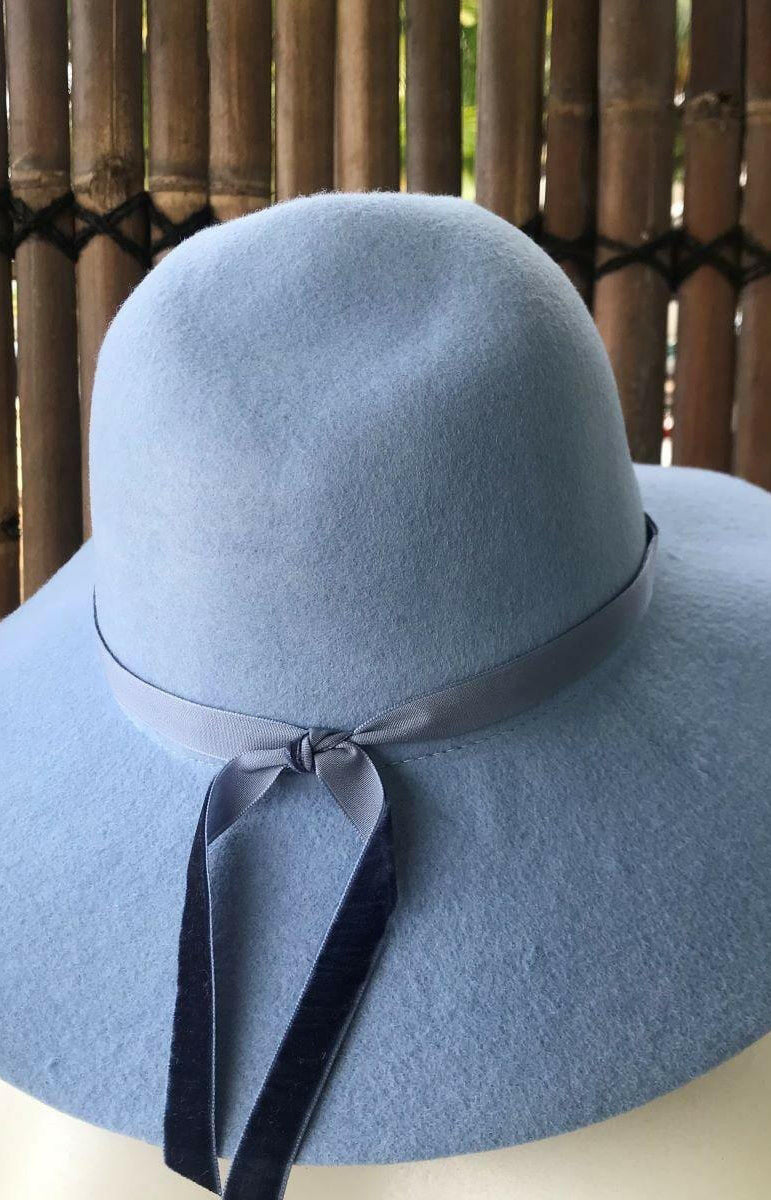 Sundaise SWH50 Rose Soft Edge Wool Felt Panama Hat - Cornflower.