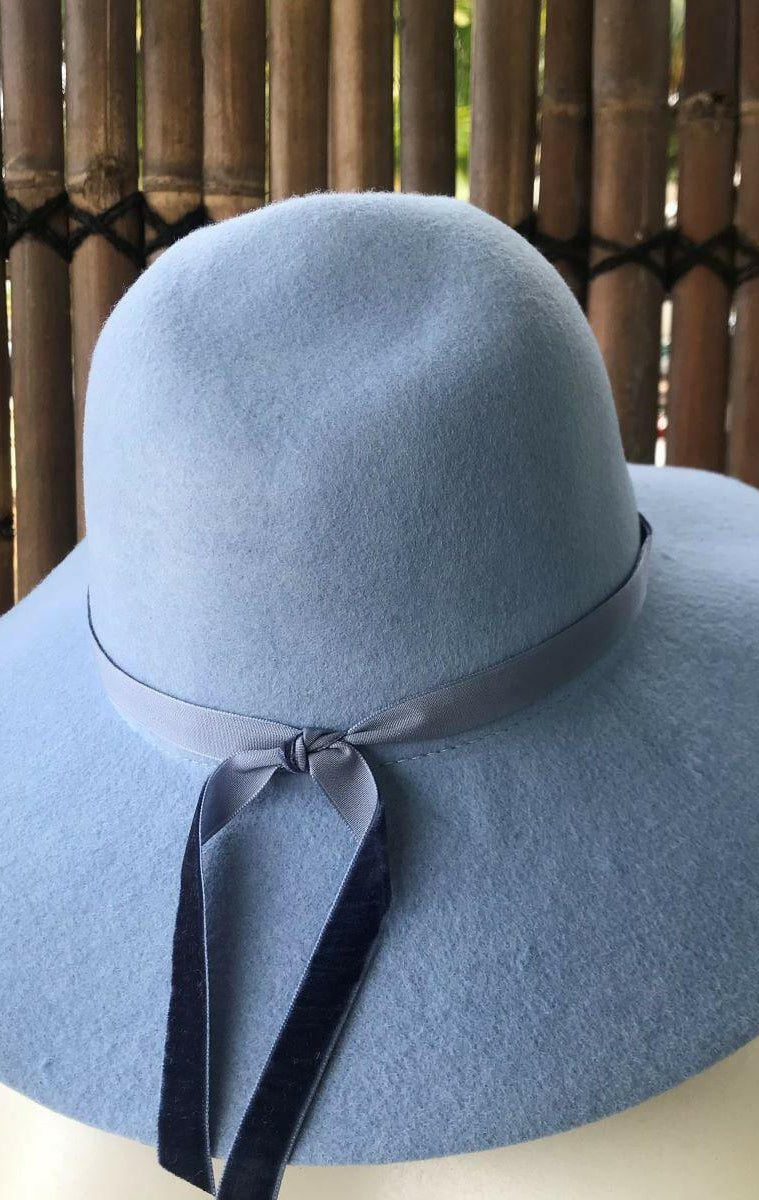 Sundaise SWH50 Rose Soft Edge Wool Felt Panama Hat - Cornflower.