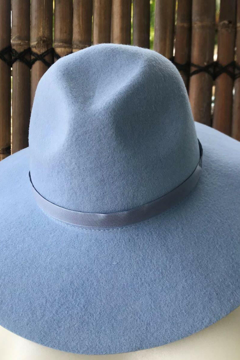 Sundaise SWH50 Rose Soft Edge Wool Felt Panama Hat - Cornflower.
