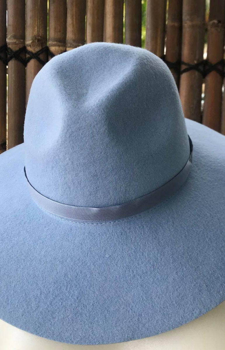 Sundaise SWH50 Rose Soft Edge Wool Felt Panama Hat - Cornflower.