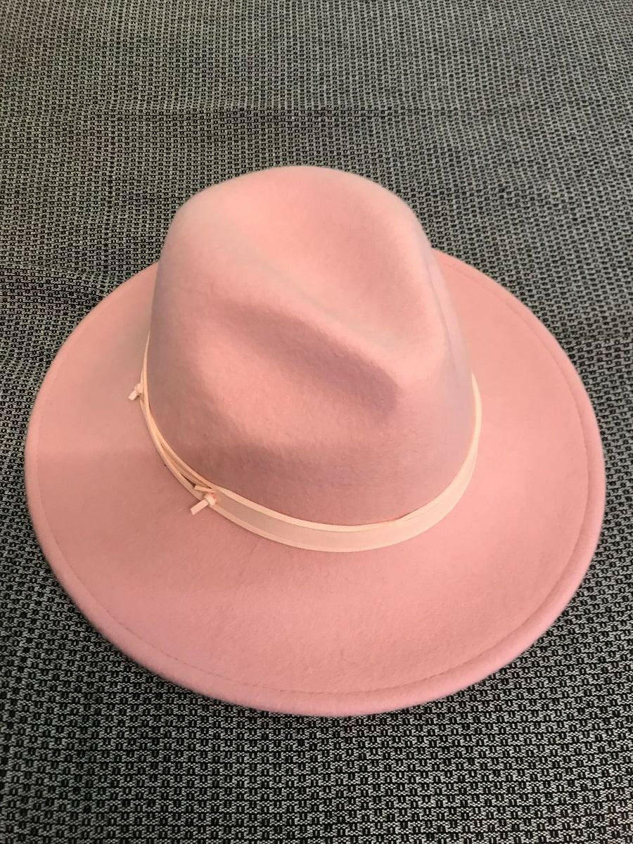 Sundaise SWH53 Rhianna 100% Wool Felt Panama Hat - Soft Blush.
