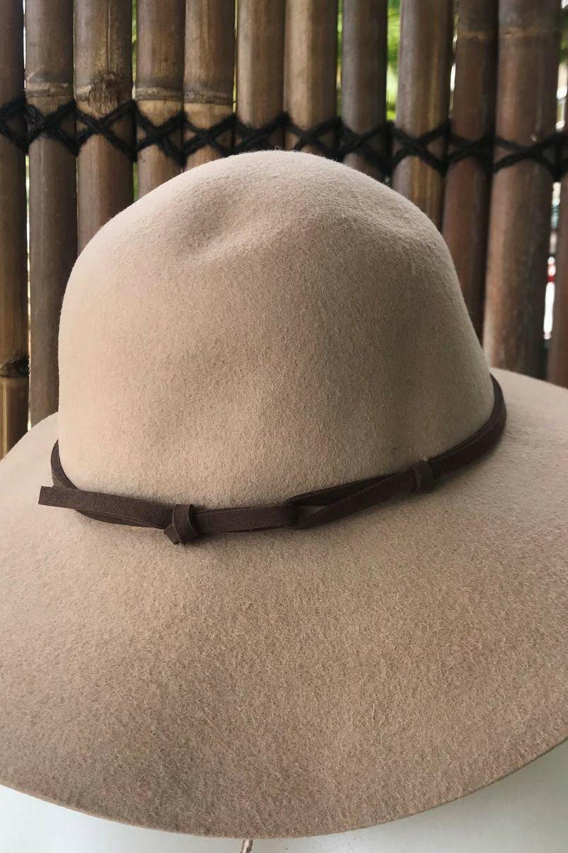 Sundaise SWH56 Renae Floppy Wool Felt Hat - Light Taupe.