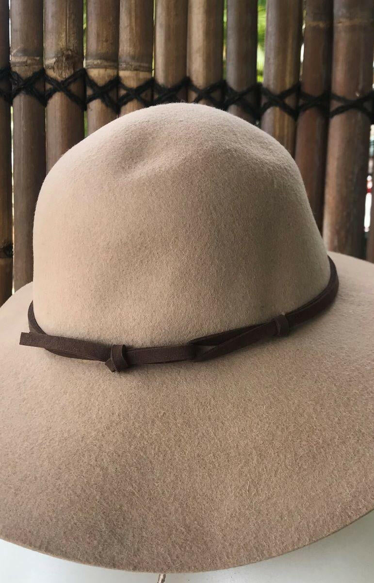 Sundaise SWH56 Renae Floppy Wool Felt Hat - Light Taupe.