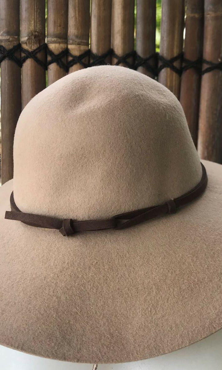 Sundaise SWH56 Renae Floppy Wool Felt Hat - Light Taupe.