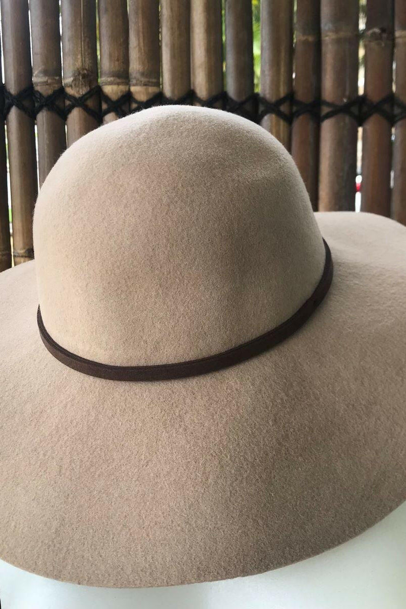 Sundaise SWH56 Renae Floppy Wool Felt Hat - Light Taupe.