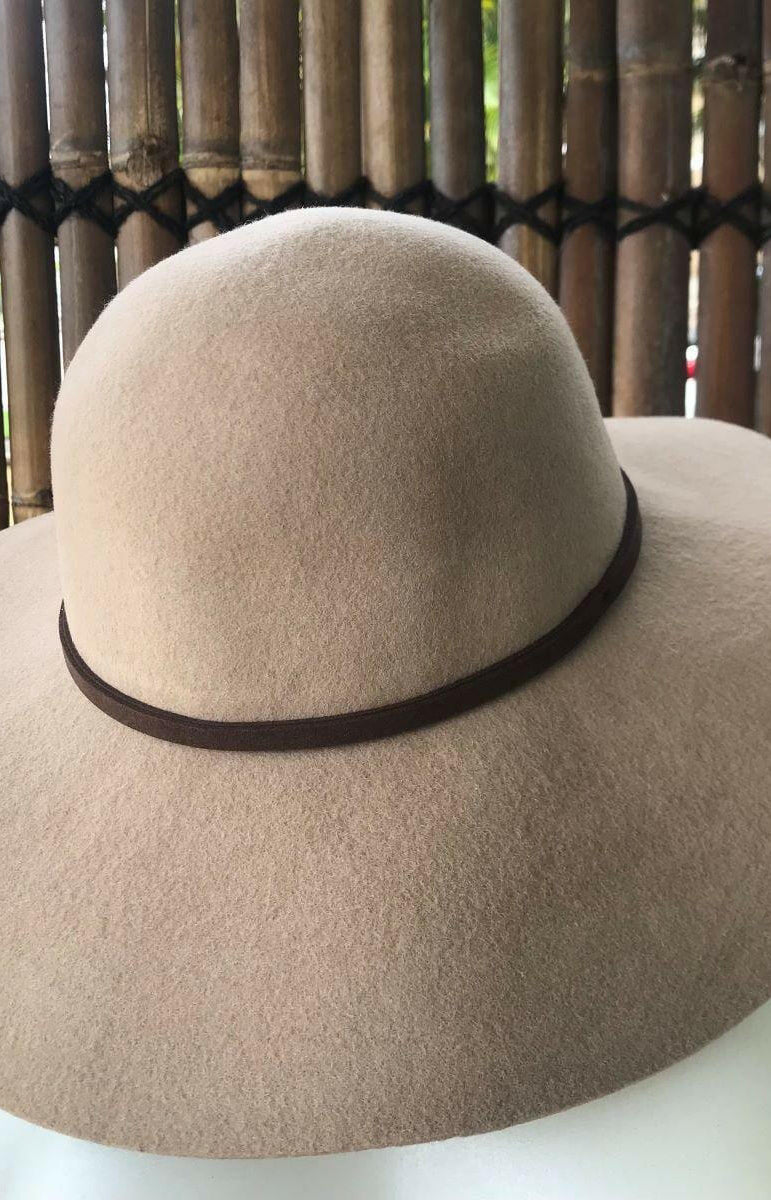 Sundaise SWH56 Renae Floppy Wool Felt Hat - Light Taupe.
